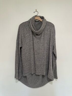 Anthropologie Saturday Sunday Cozy Grey Ribbed Cowl Neck Sweater - Women